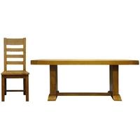 Lima Oak Dining Set - 2m Refectory with 6 Ladder Back Wooden Seat Chairs