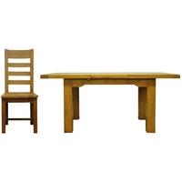 Lima Oak Dining Set - 1.3m Butterfly Extending with 4 Ladder Back Wooden Seat Chairs