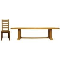 Lima Oak Dinnig Set - 3m Refactory with 6 Ladder Back Wooden Seat Chairs