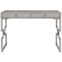 Light Taupe Faux Leather Weave 2 Drawer Console Table