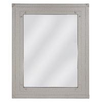 light taupe faux leather weave beveled wall mirror