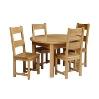 Light Oak 120-160cm Ext. Table and 4 Wooden Chairs