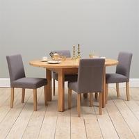 Light Oak 120-160cm Ext. Table and 4 Grey Chairs