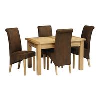 Light Oak 132-162-192cm Ext. Table and 4 Bison Rollback Chairs