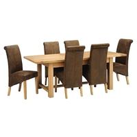 Light Oak 180-220-260cm Ext. Table and 6 Bison Rollback Chairs