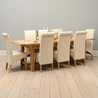 light oak 220 265 310cm ext table and 8 cream rollback chairs