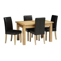 Light Oak 132-162-192cm Table and 4 Brown Straightback Chairs