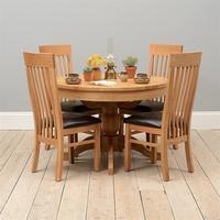 light oak 110 145cm ext round table and 4 shaker chairs