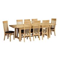 Light Oak 220-265-310cm Ext. Table and 8 Shaker Chairs