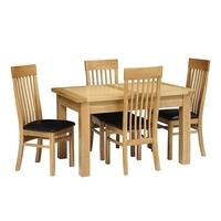 Light Oak 132-162-192cm Ext. Table and 4 Shaker Chairs