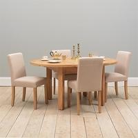 Light Oak 120-160cm Ext. Table and 4 Linen Chairs