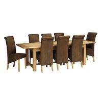 light oak 220 265 310cm ext table and 8 bison rollback chairs