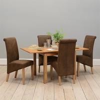 light oak 90 155cm ext table and 4 bison rollback chairs