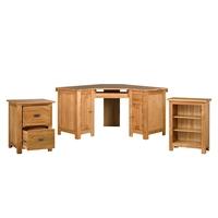 light oak corner office set