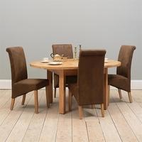 Light Oak 120-160cm Ext. Table and 4 Bison Rollback Chairs