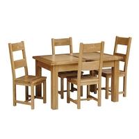 light oak 132 162 192cm ext table and 4 wooden chairs