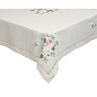 Linen Look Embroidered Square Tablecloth, 50 x 50 Inch