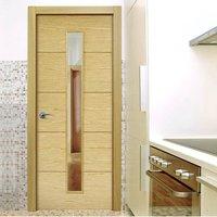 Lille 1L Oak Solid Internal Door with Clear Safety Glass - Prefinished