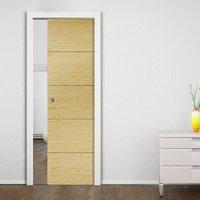 Lille Oak Solid Internal Pocket Door is 1/2 Hour Fire Rated and Prefinished