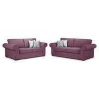 linden 3 and 2 seater suite plum