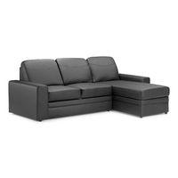 Linea Corner Sofa Bed with Storage - Leather Black Right Hand