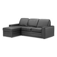 Linea Corner Sofa Bed with Storage - Leather Black Left Hand