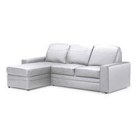 linea corner sofa bed with storage leather white left hand
