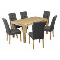 Linden Dining Set with 6 Roma Chairs Grey