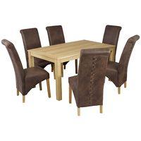 Linden Dining Set with 6 Treviso Chairs Brown