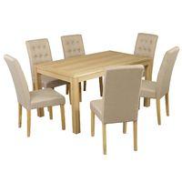 Linden Dining Set with 6 Roma Chairs Beige