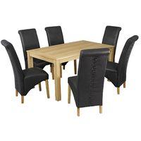 Linden Dining Set with 6 Treviso Chairs Black