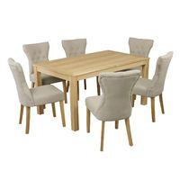 Linden Dining Set with 6 Naples Chairs Cappuccino