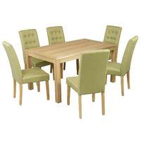 Linden Dining Set with 6 Roma Chairs Green