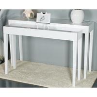 linea set of 2 console table in high polished white