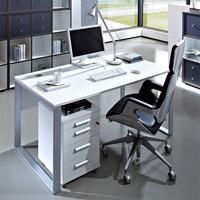 Linea Gloss White Computer Desk with Cabinet