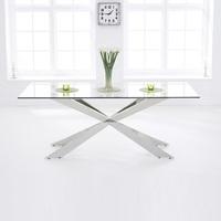 Lindos Large Glass Dining Table With Stainless Steel Base