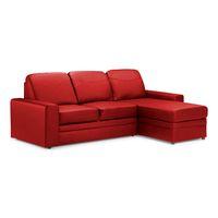 Linea Corner Sofa Bed with Storage - Leather Red Right Hand