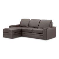 linea corner sofa bed with storage leather brown left hand