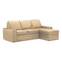Linea Corner Sofa Bed with Storage - Leather Cream Right Hand
