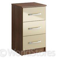 Linx 3 Drawer Bedside Cream Flatpacked