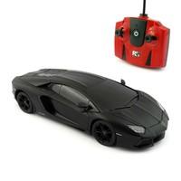 Licensed Lamborghini Aventador LP700-4 Matte Black Scale 1:24 Radio Remote Controlled Car with LED Headlights Kids Toys Gift Present