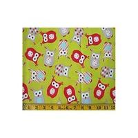 lime red owl fabric cut single 160 x 110cm