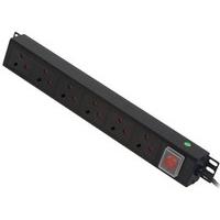 LINDY 6 Way Vertical Mount PDU IEC C14 Male to 6 x UK Mains Sockets - Switched 3m