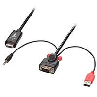 lindy 3m vga audio with usb to hdmi adapter cable black