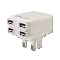 lindy 4 port usb uk mains charger white