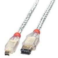 lindy firewire cable premium 4 pin male to 6 pin male transparent 75m