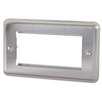 LINDY Double Gang Brushed Steel Quad Snap In Face Plate