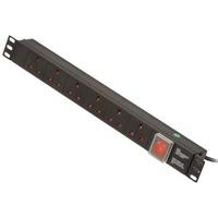 lindy 1u 6 way horizontal mount pdu with uk mains sockets switched 3m