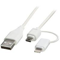 LINDY USB to Micro-B & Lightning Combo Cable, 1m