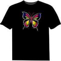 Light Up LED T-shirts Sound activated LED lights Cotton Novelty 2 AAA Batteries